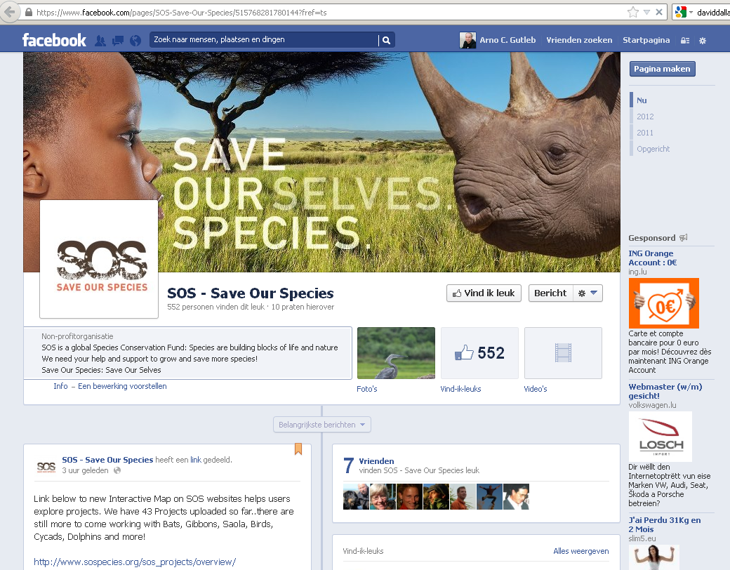 Save our Species Facebook Page