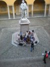 People around the statue of  Alexander Volta