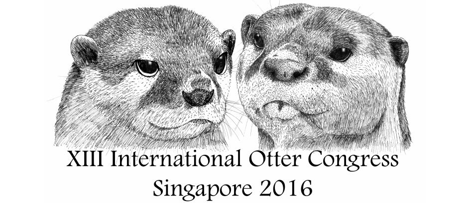 Banner of Congress - two otter heads in pen and ink
